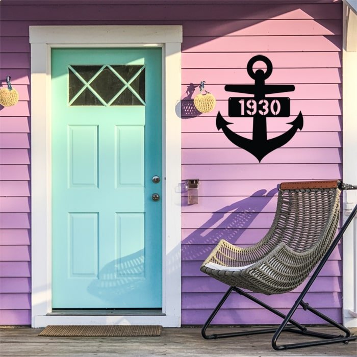 Anchor Metal Sign - Beach Coast Designs