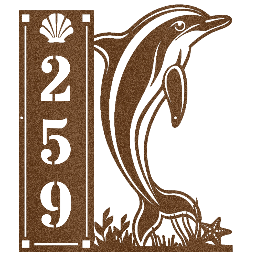 Dolphin 3 Number Vertical - Beach Coast Designs