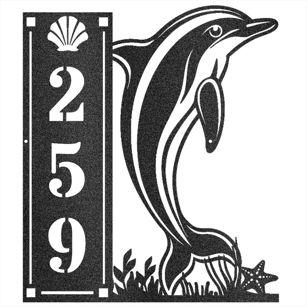 Dolphin 3 Number Vertical - Beach Coast Designs