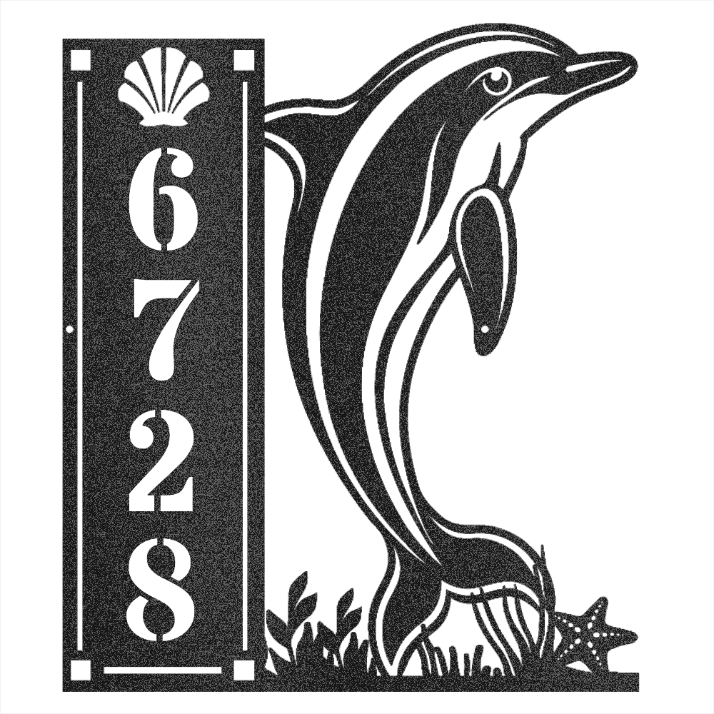 Dolphin 4 Number Vertical - Beach Coast Designs