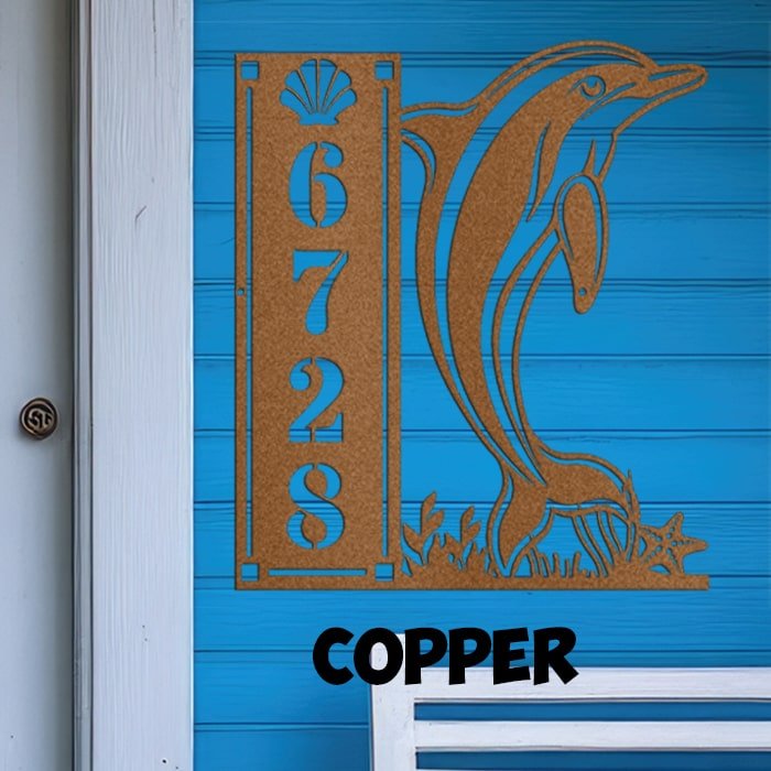 Dolphin 4 Number Vertical - Beach Coast Designs