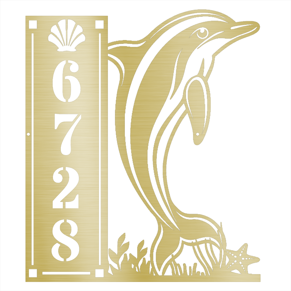 Dolphin 4 Number Vertical - Beach Coast Designs