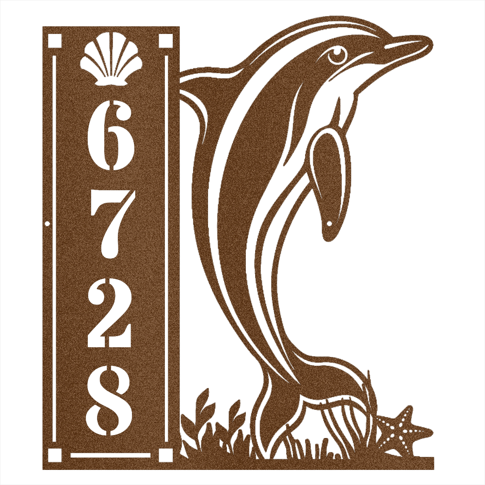 Dolphin 4 Number Vertical - Beach Coast Designs