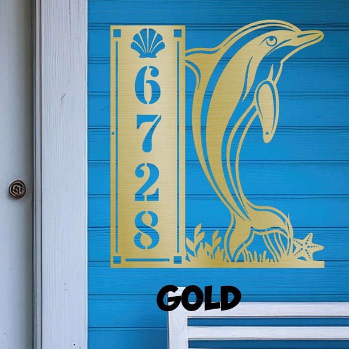 Dolphin 4 Number Vertical - Beach Coast Designs