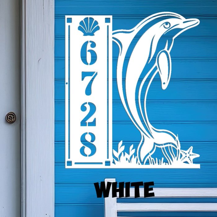 Dolphin 4 Number Vertical - Beach Coast Designs