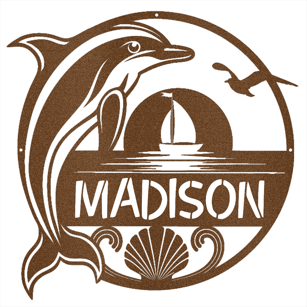Dolphin Name Metal Sign - Beach Coast Designs
