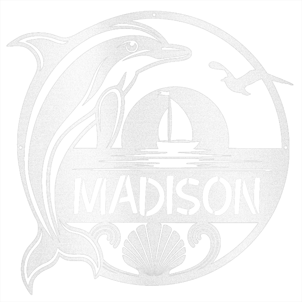 Dolphin Name Metal Sign - Beach Coast Designs