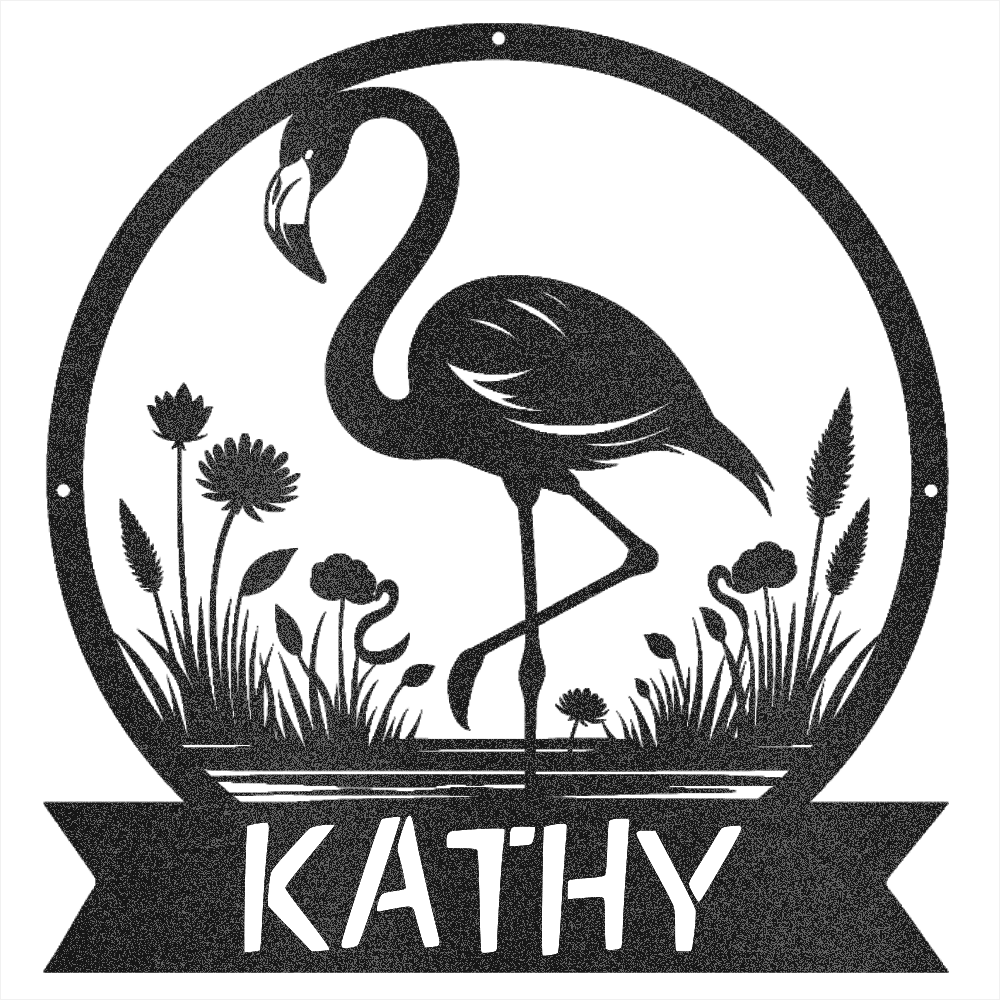 Flamingo Metal Name Sign - Beach Coast Designs