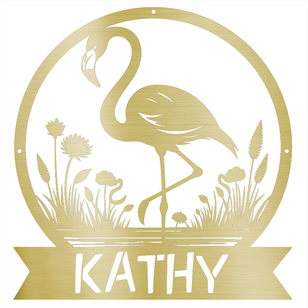 Flamingo Metal Name Sign - Beach Coast Designs