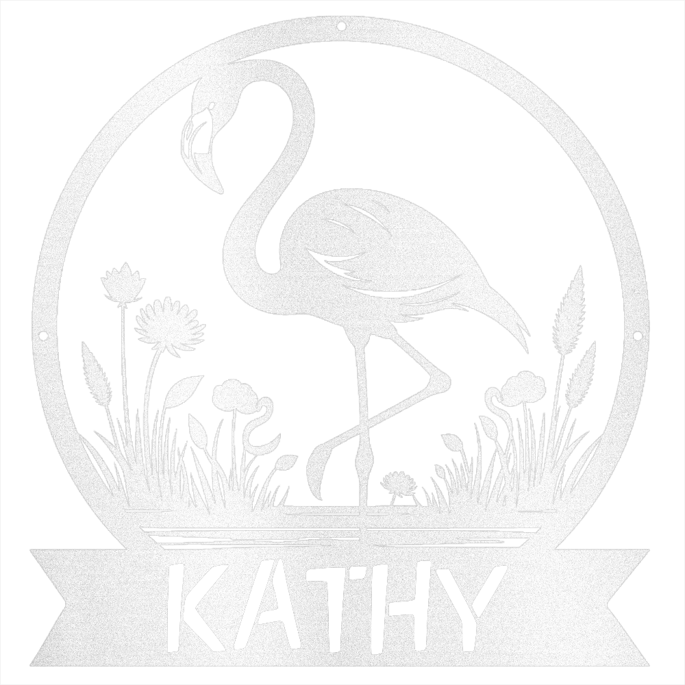 Flamingo Metal Name Sign - Beach Coast Designs