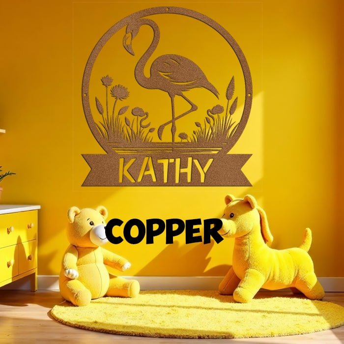 Flamingo Metal Name Sign - Beach Coast Designs