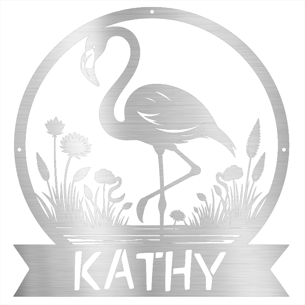 Flamingo Metal Name Sign - Beach Coast Designs