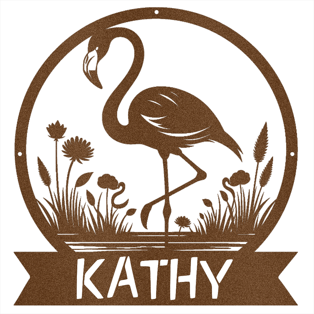 Flamingo Metal Name Sign - Beach Coast Designs