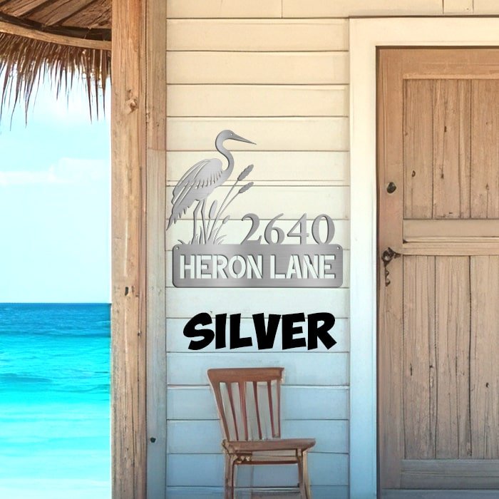 Heron Address Sign - Beach Coast Designs