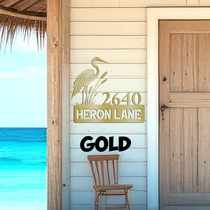 Heron Address Sign - Beach Coast Designs