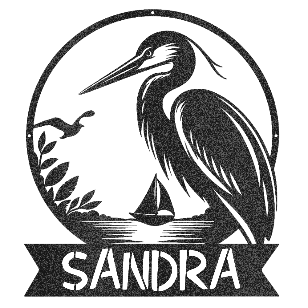 Heron Name Sign - Beach Coast Designs