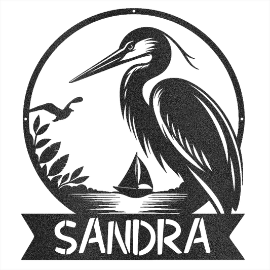 Heron Name Sign - Beach Coast Designs