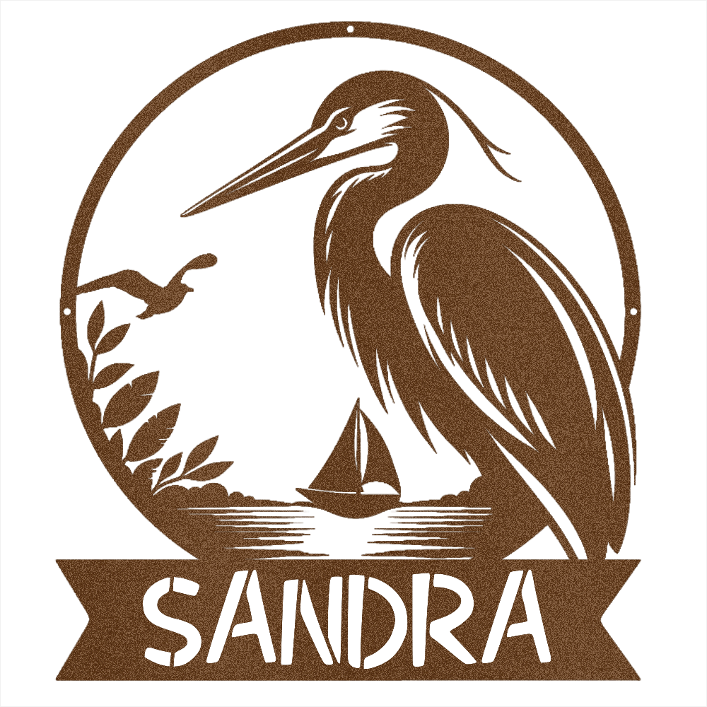 Heron Name Sign - Beach Coast Designs