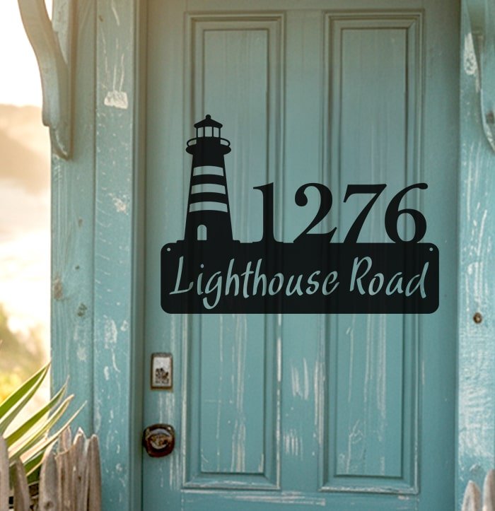 Lighthouse Address Sign - Beach Coast Designs