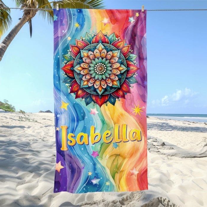 Mandala Colorful Beach Towel - Beach Coast Designs