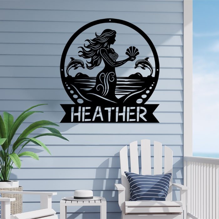 Mermaid Metal Sign - Beach Coast Designs