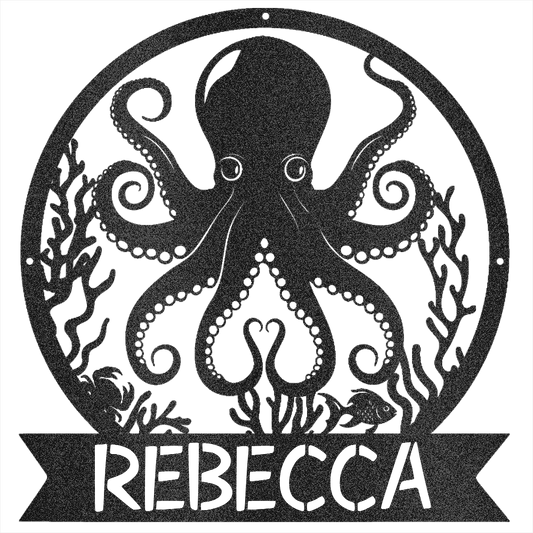 Octopus Metal Sign - Beach Coast Designs