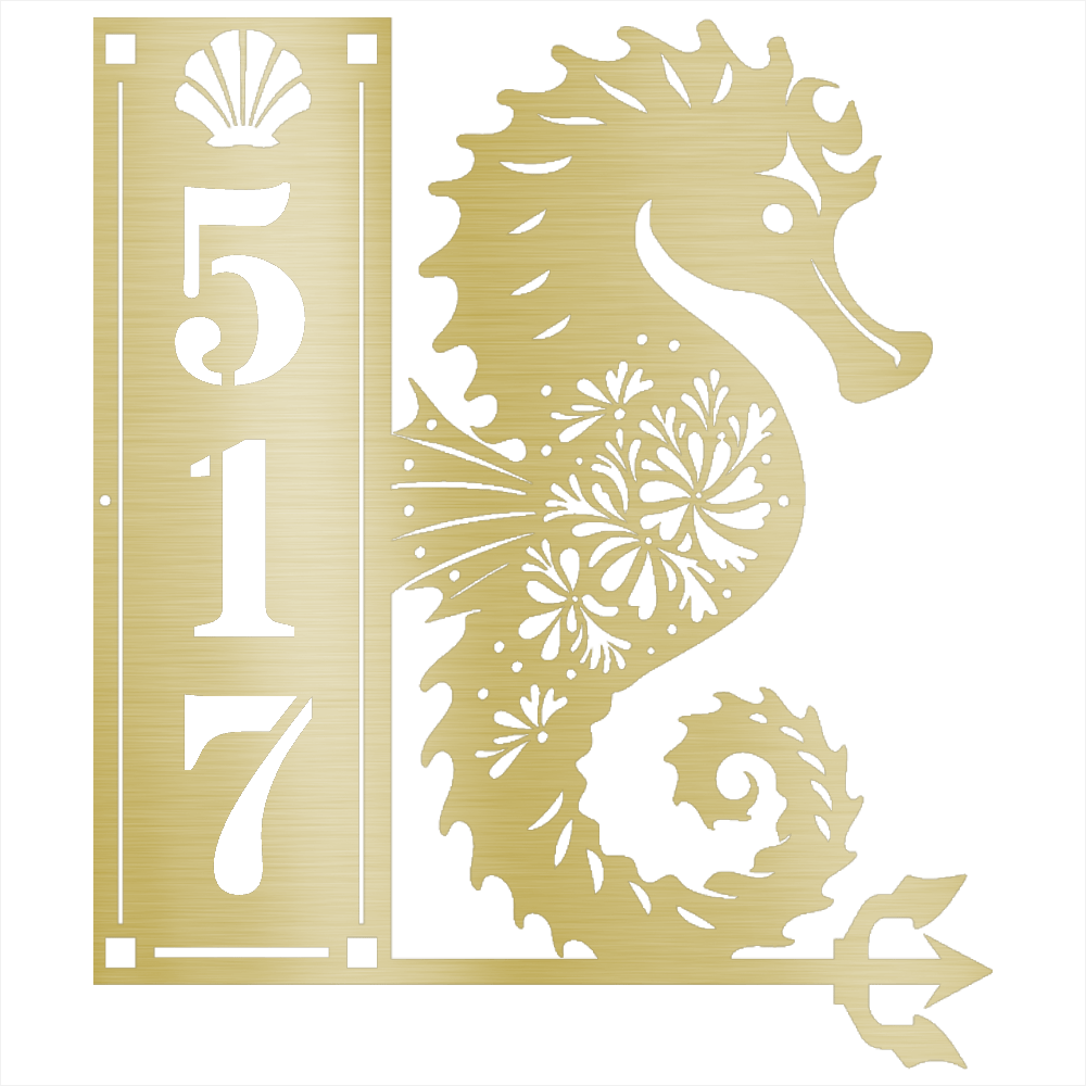 Seahorse Sign 3 Numbers - Beach Coast Designs