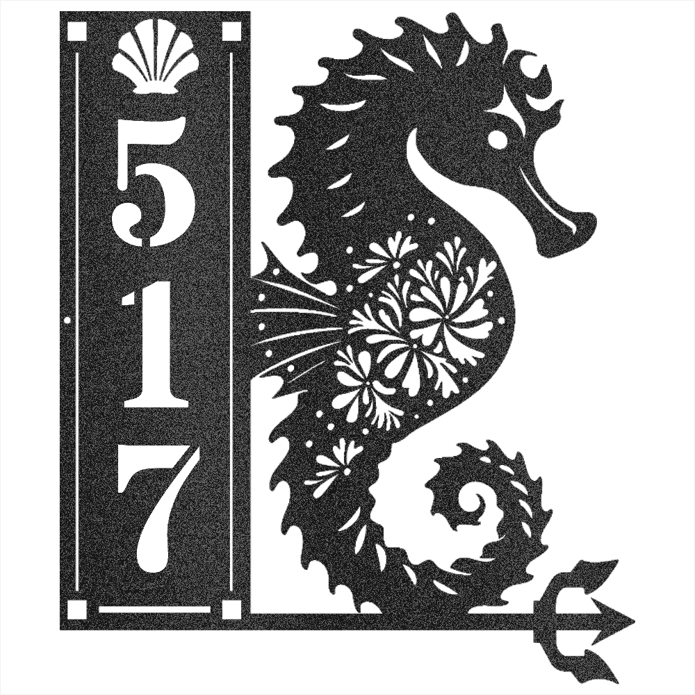 Seahorse Sign 3 Numbers - Beach Coast Designs