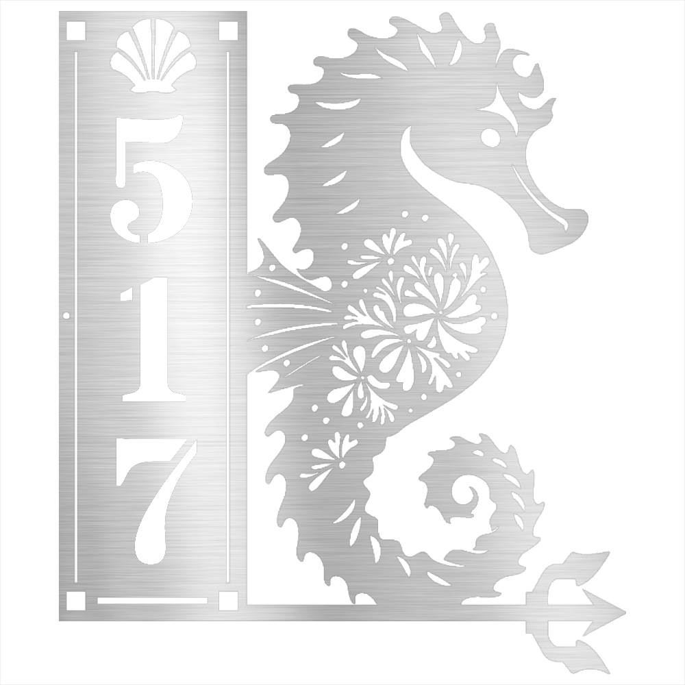 Seahorse Sign 3 Numbers - Beach Coast Designs