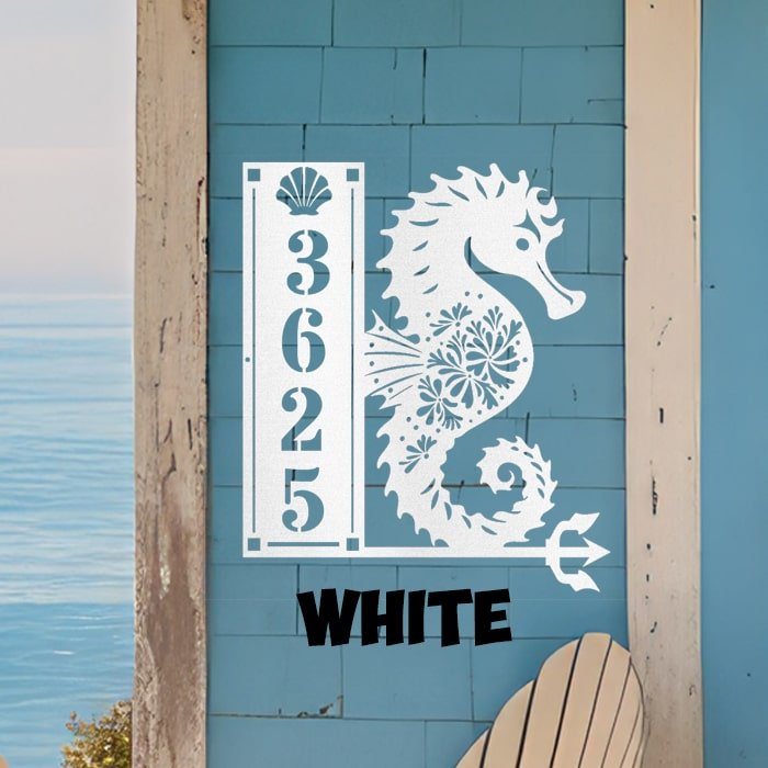 Seahorse Sign 4 Numbers - Beach Coast Designs