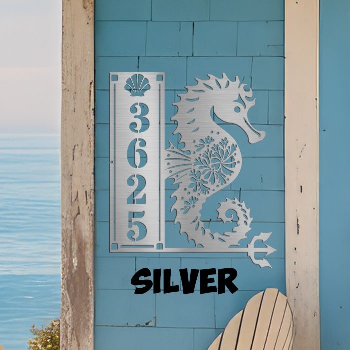 Seahorse Sign 4 Numbers - Beach Coast Designs