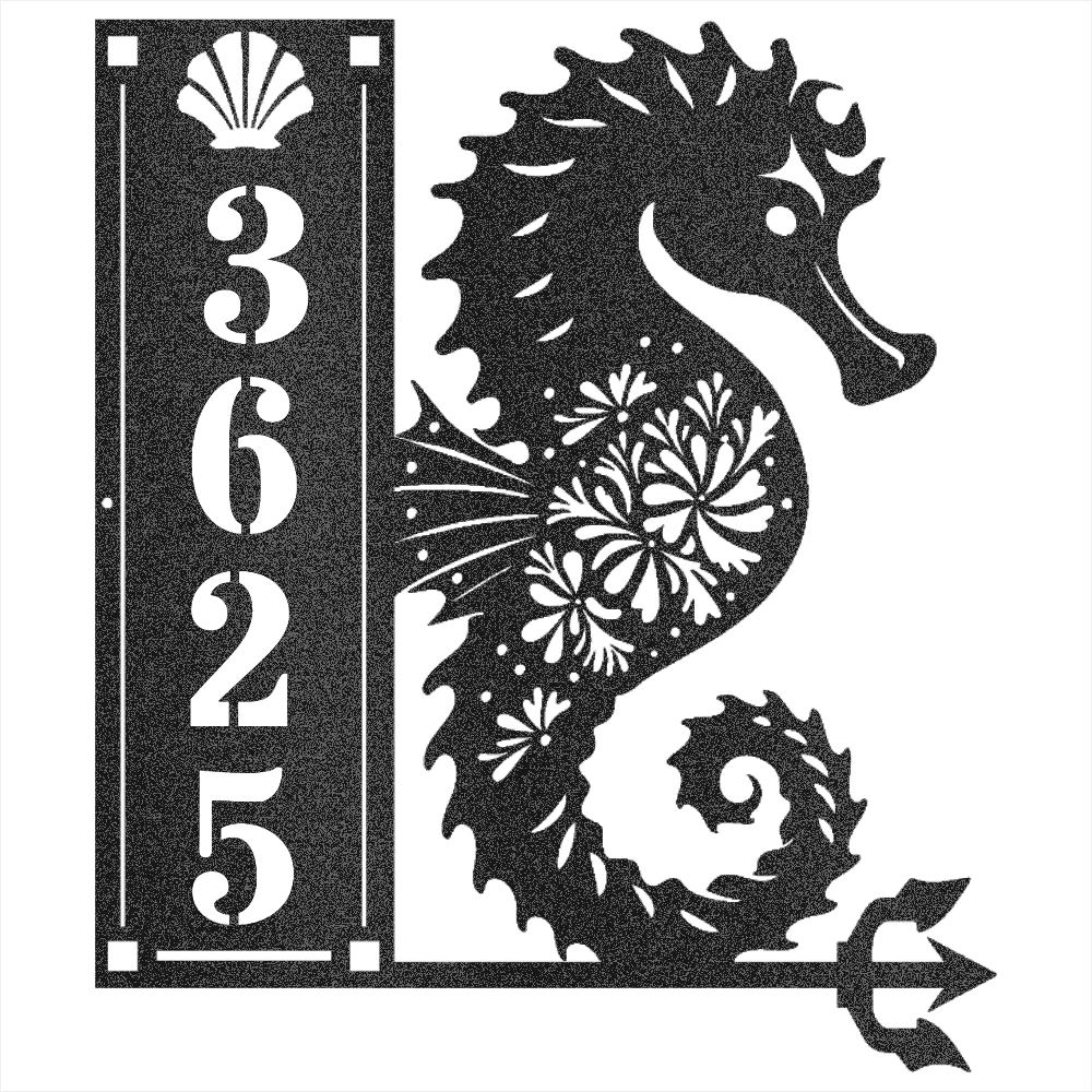 Seahorse Sign 4 Numbers - Beach Coast Designs