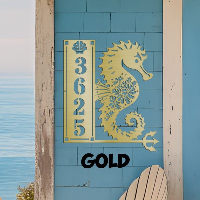 Seahorse Sign 4 Numbers - Beach Coast Designs