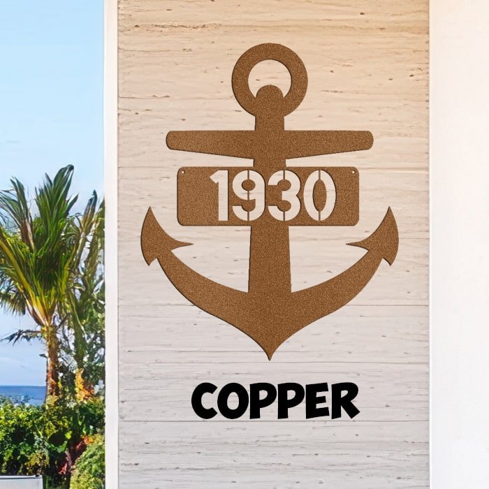 Anchor Metal Sign - Beach Coast Designs