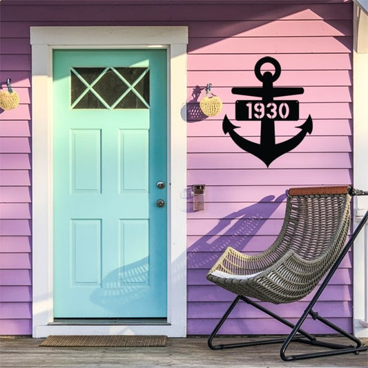 Anchor Metal Sign - Beach Coast Designs
