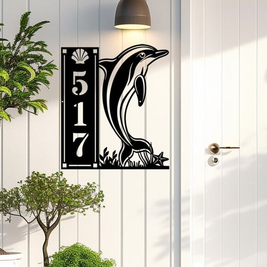 Dolphin 3 Number Vertical - Beach Coast Designs