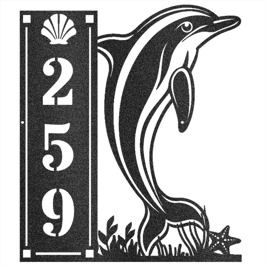 Dolphin 3 Number Vertical - Beach Coast Designs