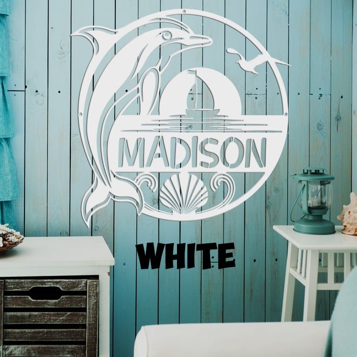 Dolphin Name Metal Sign - Beach Coast Designs