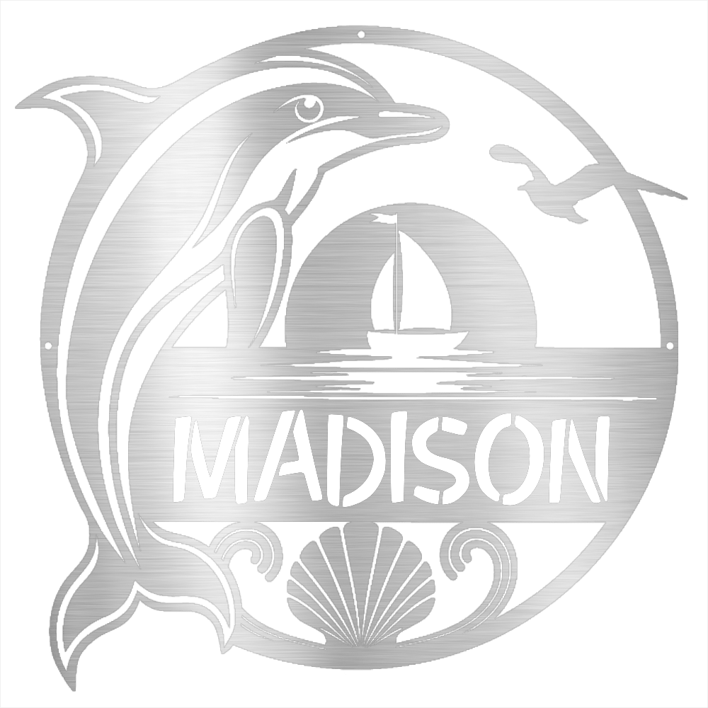 Dolphin Name Metal Sign - Beach Coast Designs