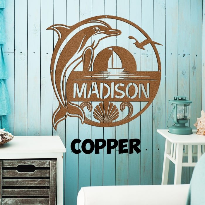 Dolphin Name Metal Sign - Beach Coast Designs