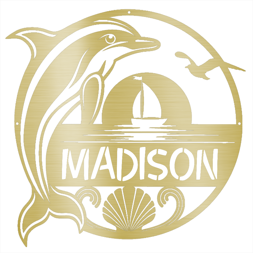 Dolphin Name Metal Sign - Beach Coast Designs