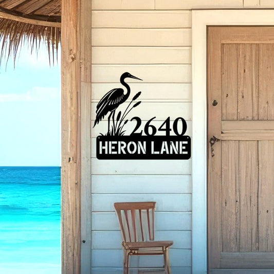 Heron Address Sign - Beach Coast Designs