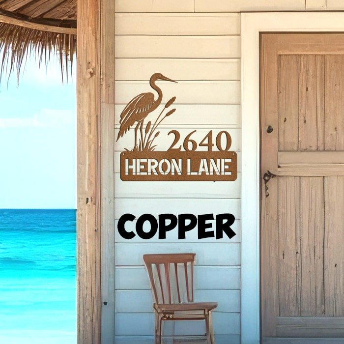 Heron Address Sign - Beach Coast Designs
