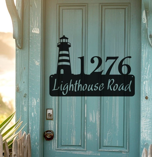 Lighthouse Address Sign - Beach Coast Designs