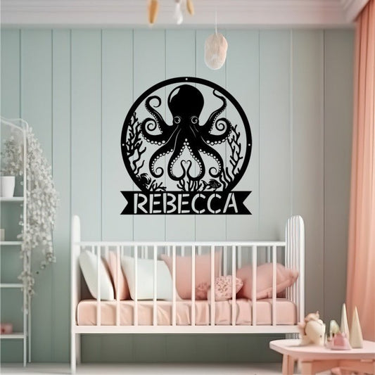 Octopus Metal Sign - Beach Coast Designs
