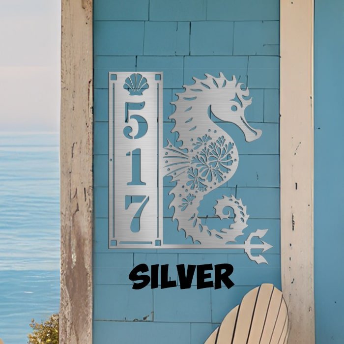 Seahorse Sign 3 Numbers - Beach Coast Designs