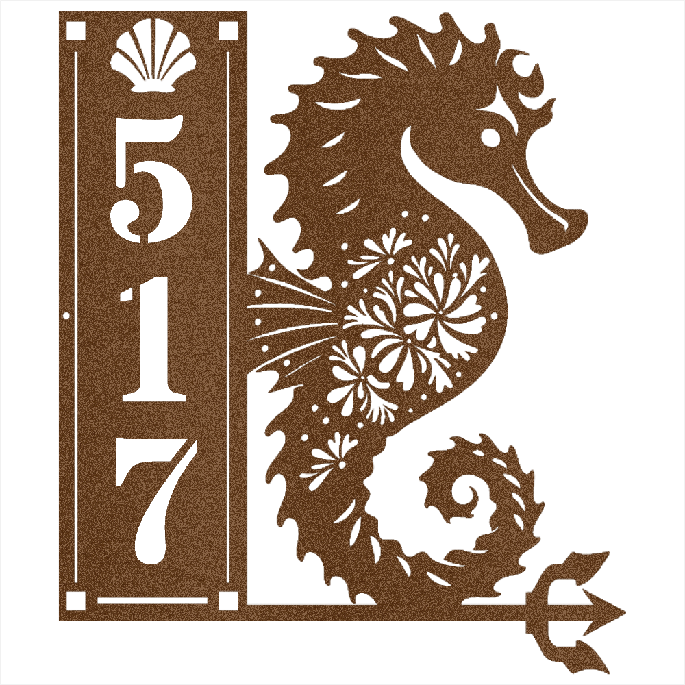 Seahorse Sign 3 Numbers - Beach Coast Designs