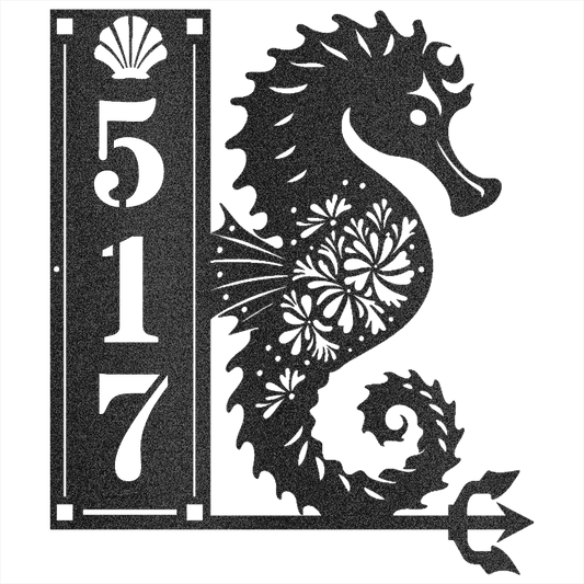 Seahorse Sign 3 Numbers - Beach Coast Designs