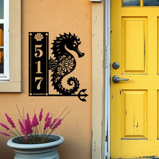Seahorse Sign 3 Numbers - Beach Coast Designs