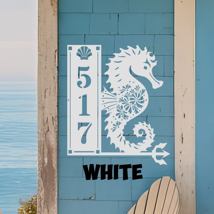 Seahorse Sign 3 Numbers - Beach Coast Designs